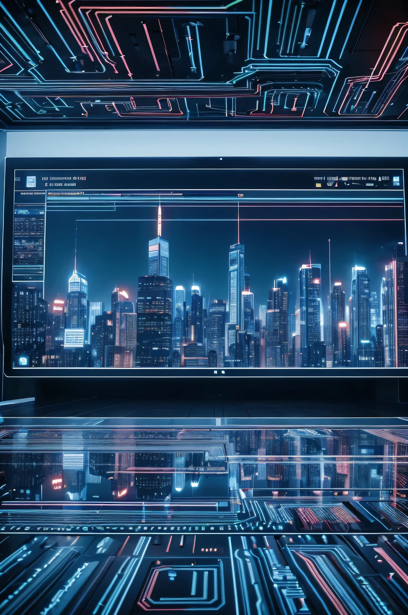 Create a hyper-realistic 8K image of a modern office setting where a diverse team of professionals are gathered around a digital display showing complex data visualizations, graphs, and charts, symbolizing collaborative data-driven decision-making.