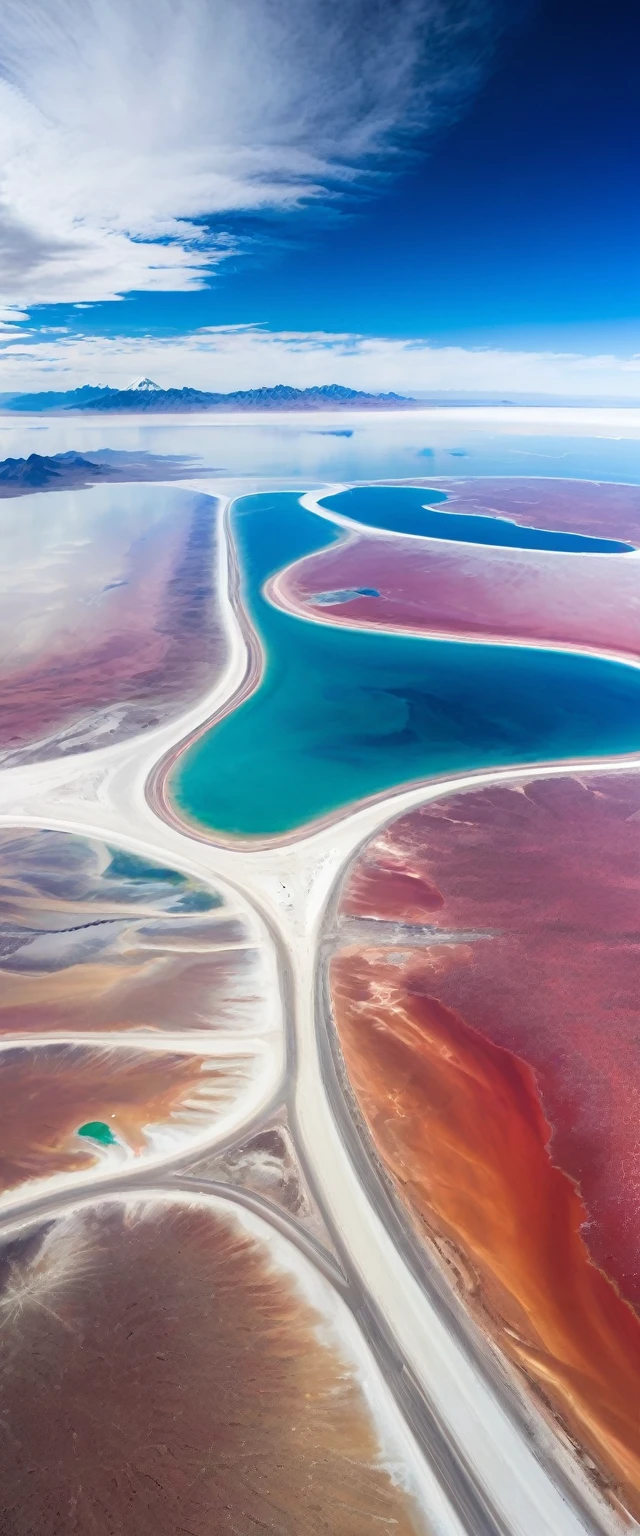 (Highest quality),(masterpiece:1.2),(Very detailed:1.2),Ultra-high resolution,RAW color photos,8K,Vast landscape photography,Realistic photos,Elaborate photos,Skydiving viewpoint,Written boundary depth,Sharp focus,In the clouds,Uyuni salt lake,Asahi,Beautiful colors,Written boundary depth,Wide Light,Low contrast,Backlight,Sharp focus,Vibrant colors,moving composition