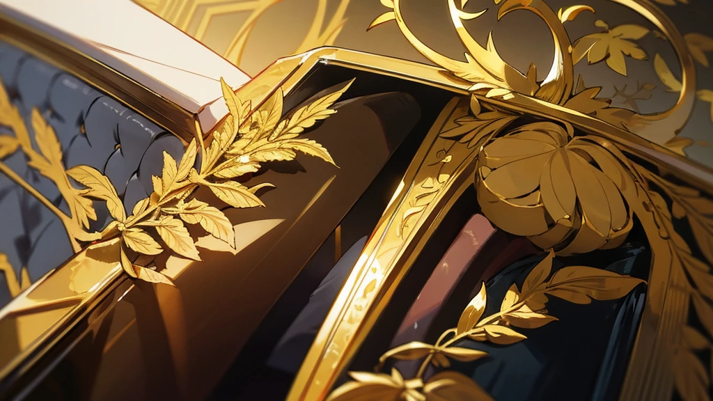 politician in a limo wearing roman imperial golden laurel wreath,