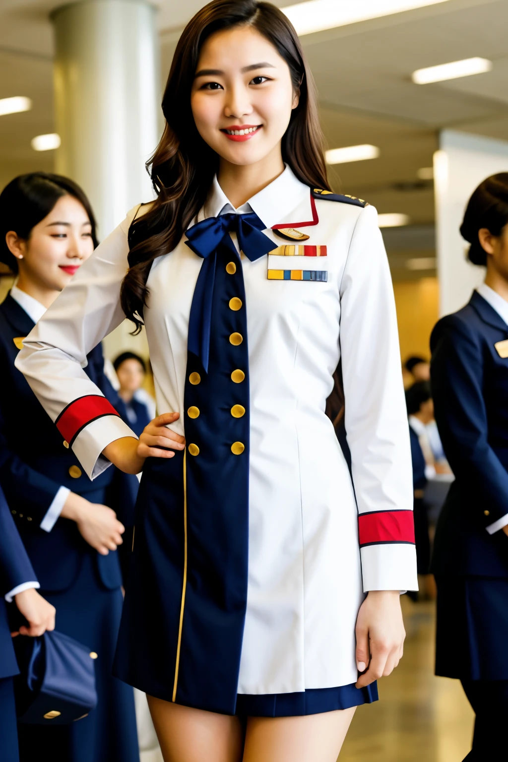 Stewardess uniform inspired by traditional South Korean costumes
