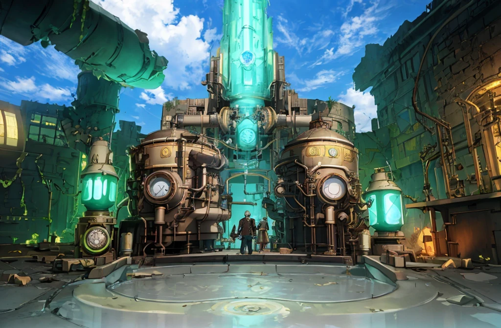 steampunk,reactor core,grow,gem,culture tank,ruins,Fantastic,Medieval European style,4K,8K,Highest quality