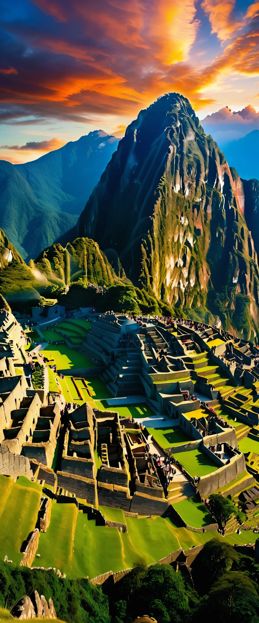 (Highest quality),(masterpiece:1.2),(Very detailed:1.2),Ultra-high resolution,RAW color photos,8K,Vast landscape photography,Realistic photos,Elaborate photos,Skydiving viewpoint,Written boundary depth,Sharp focus,In the clouds,Machu Picchu,Asahi,Beautiful colors,Written boundary depth,Wide Light,Low contrast,Backlight,Sharp focus,Vibrant colors,moving composition