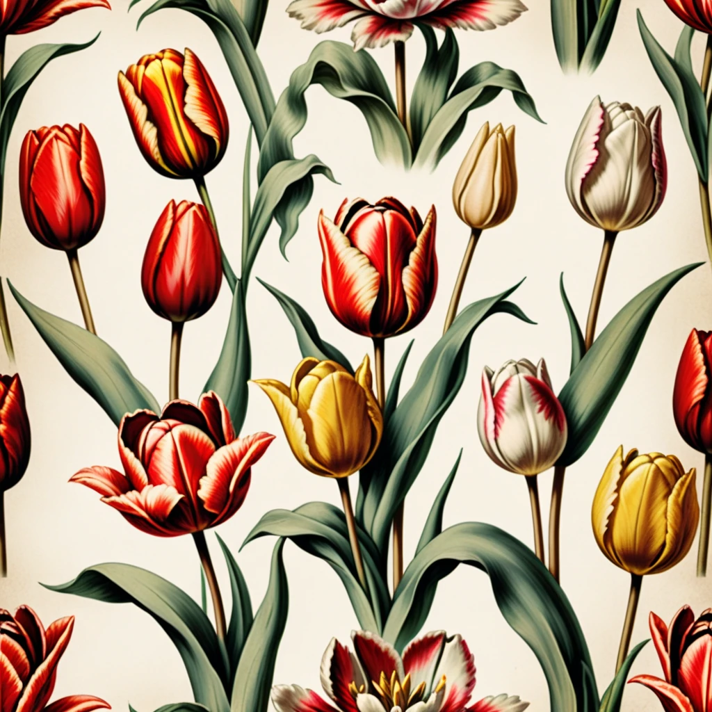 Crazy, Floral, Tulips, Vintage, nature, Layered, depth