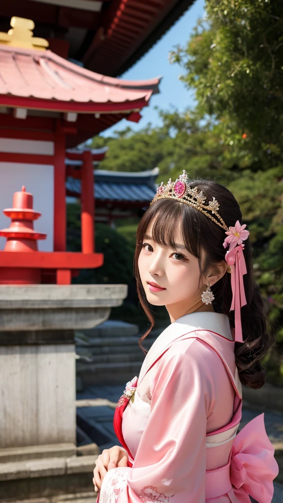 love affair goddess gorgeous crown Pink Dressed as a shrine maiden