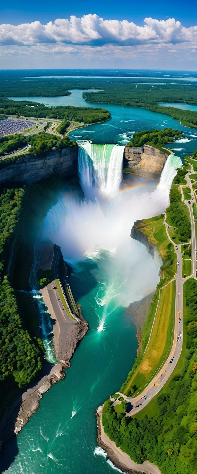 (Highest quality),(masterpiece:1.2),(Very detailed:1.2),Ultra-high resolution,RAW color photos,8K,Vast landscape photography,Realistic photos,Elaborate photos,Skydiving viewpoint,Written boundary depth,Sharp focus,In the clouds,Niagara Falls,Asahi,Beautiful colors,Written boundary depth,Wide Light,Low contrast,Backlight,Sharp focus,Vibrant colors,moving composition