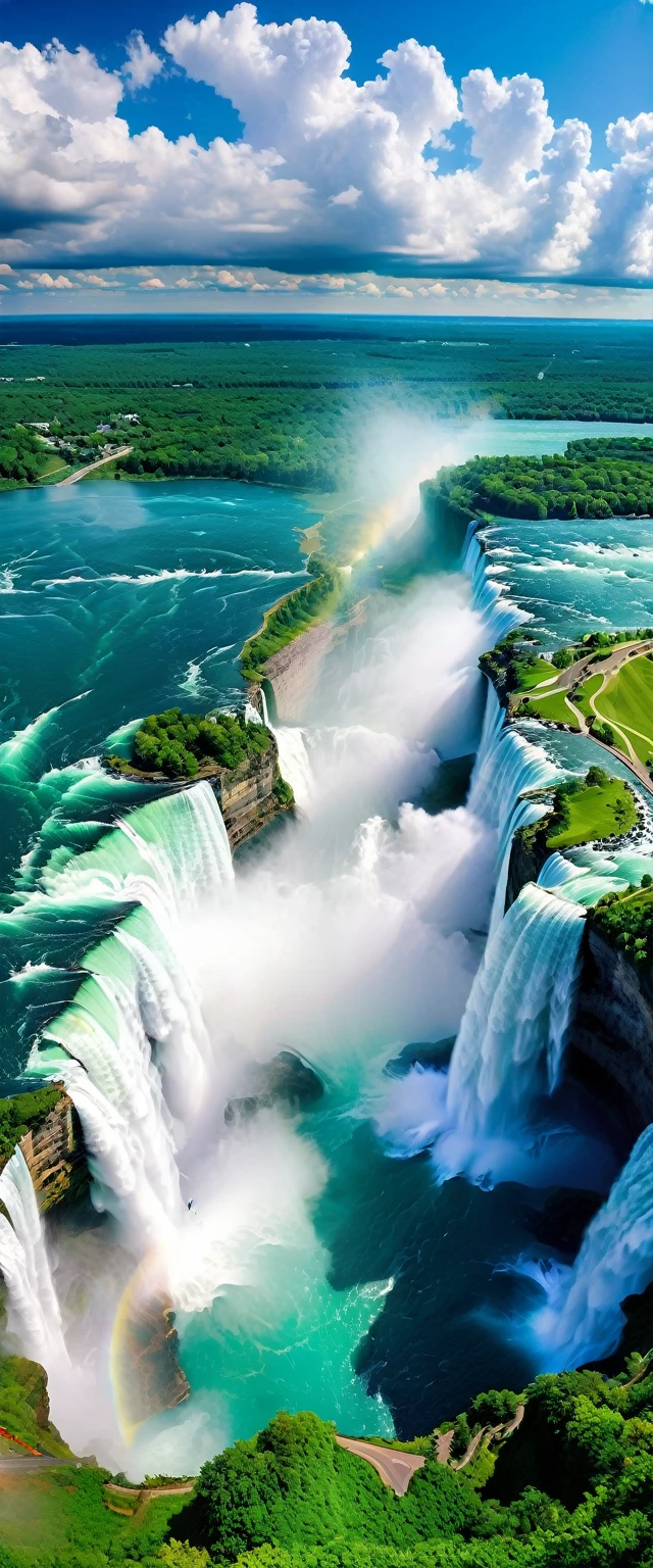 (Highest quality),(masterpiece:1.2),(Very detailed:1.2),Ultra-high resolution,RAW color photos,8K,Vast landscape photography,Realistic photos,Elaborate photos,Skydiving viewpoint,Written boundary depth,Sharp focus,In the clouds,Niagara Falls,Asahi,Beautiful colors,Written boundary depth,Wide Light,Low contrast,Backlight,Sharp focus,Vibrant colors,moving composition