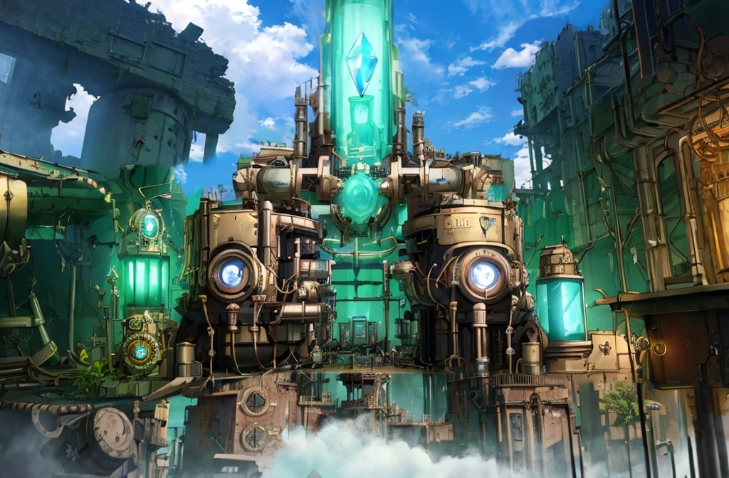 steampunk,reactor core,grow,,ruins,Fantastic,Medieval European style,4K,8K,Highest quality