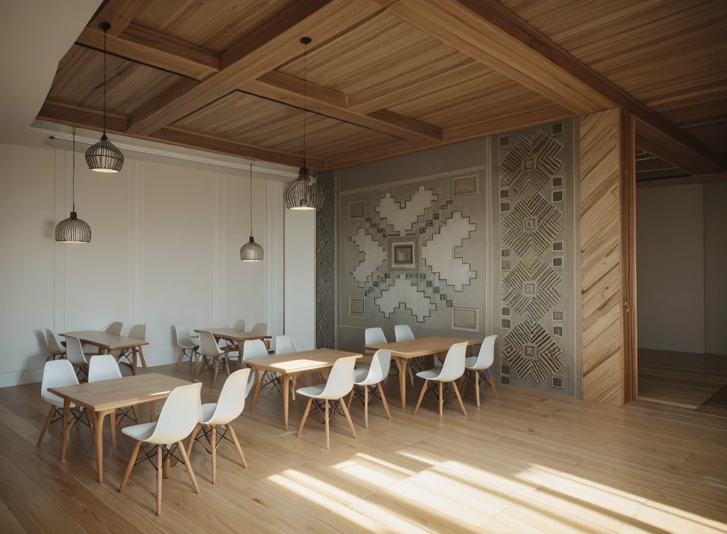 Iso perspective with close-up shots of the entire A modern house model, white walls, flat roof and wooden windows, surrounded by trees, Soft lighting, architectural design in detail, style of modern photography