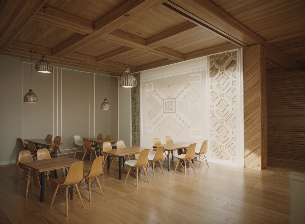 Iso perspective with close-up shots of the entire A modern house model, white walls, flat roof and wooden windows, surrounded by trees, Soft lighting, architectural design in detail, style of modern photography