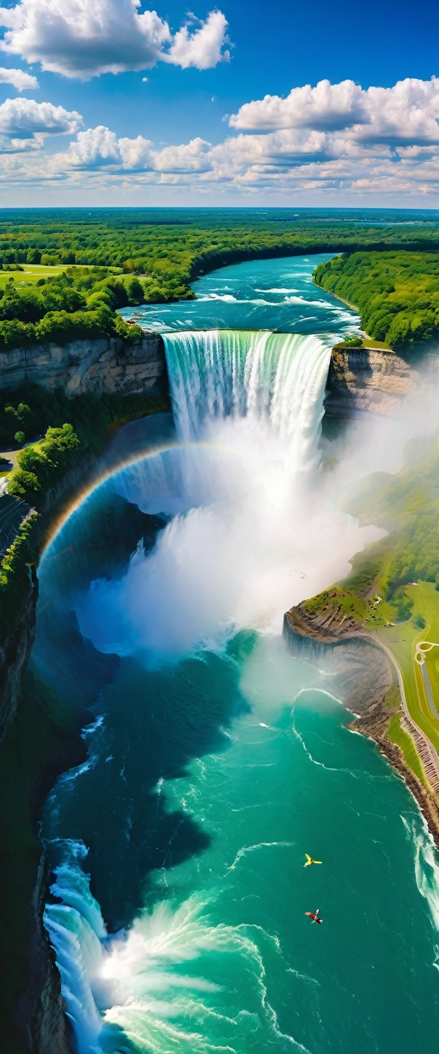 (Highest quality),(masterpiece:1.2),(Very detailed:1.2),Ultra-high resolution,RAW color photos,8K,Vast landscape photography,Realistic photos,Elaborate photos,Skydiving viewpoint,Written boundary depth,Sharp focus,In the clouds,Niagara Falls,Asahi,Beautiful colors,Written boundary depth,Wide Light,Low contrast,Backlight,Sharp focus,Vibrant colors,moving composition