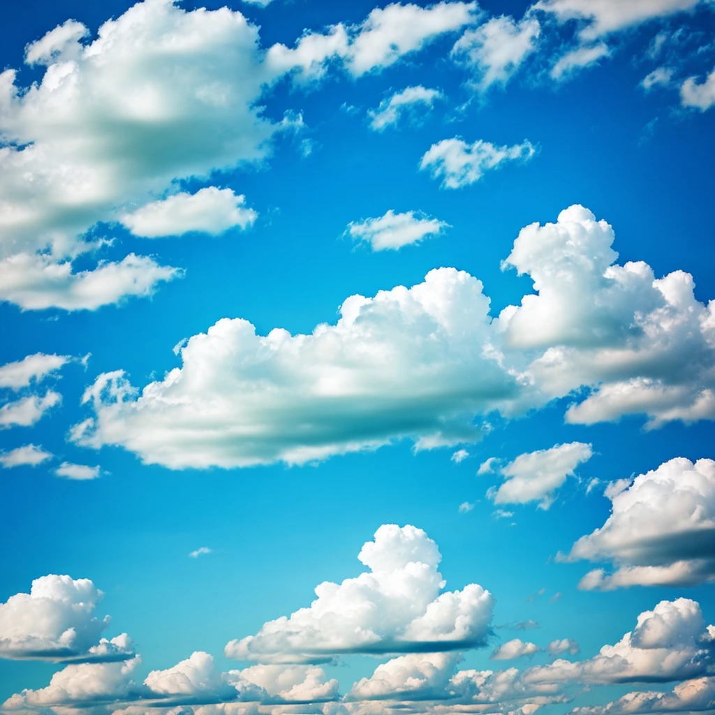 perfect light blue sky with perfect clouds, realistic