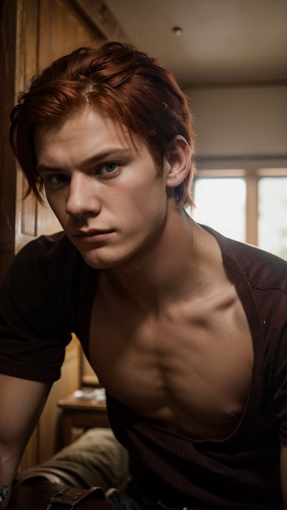 A 17-year-old man, red haired, rebellious, impulsive, wanting to prove himself better than others with a look of superiority but not knowing how to deal with feelings. Medieval