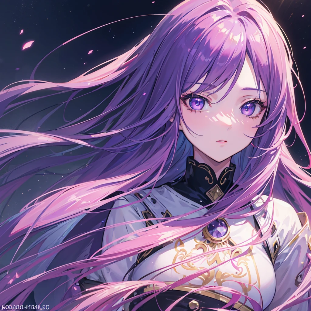 a beautiful girl with long purple hair, delicate facial features, mesmerizing purple eyes, lush eyelashes, small cute nose, full pink lips, fair skin, loose hair, wearing a black coat, standing next to a square, moonlight interacting with the plants nearby, (best quality, 4k, 8k, high resolution, masterpiece: 1.2), ultra-detailed, (realistic, anime style photo, photorealistic: 1.37), cinematic lighting, vibrant colors, intricate details, portrait,