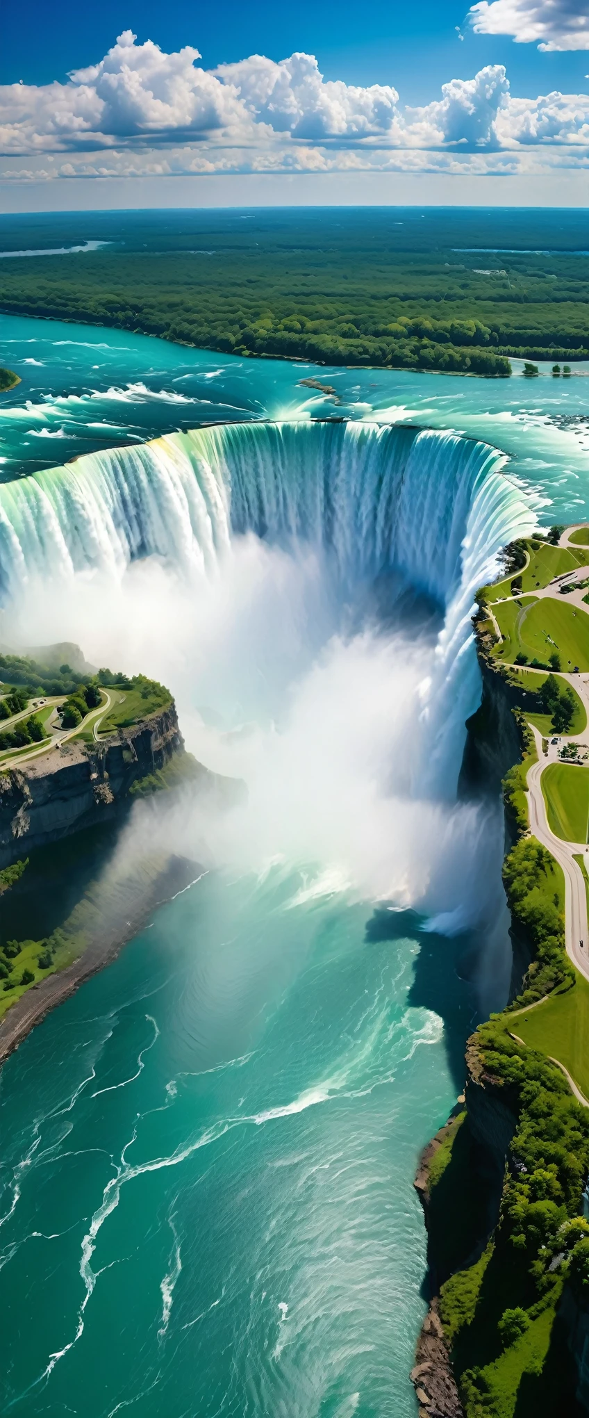 (Highest quality),(masterpiece:1.2),(Very detailed:1.2),Ultra-high resolution,RAW color photos,8K,Vast landscape photography,Realistic photos,Elaborate photos,Skydiving viewpoint,Written boundary depth,Sharp focus,In the clouds,Niagara Falls,Asahi,Beautiful colors,Written boundary depth,Wide Light,Low contrast,Backlight,Sharp focus,Vibrant colors,moving composition