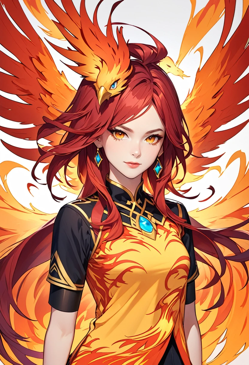 create an avatar image with clothes that represent a phoenix
