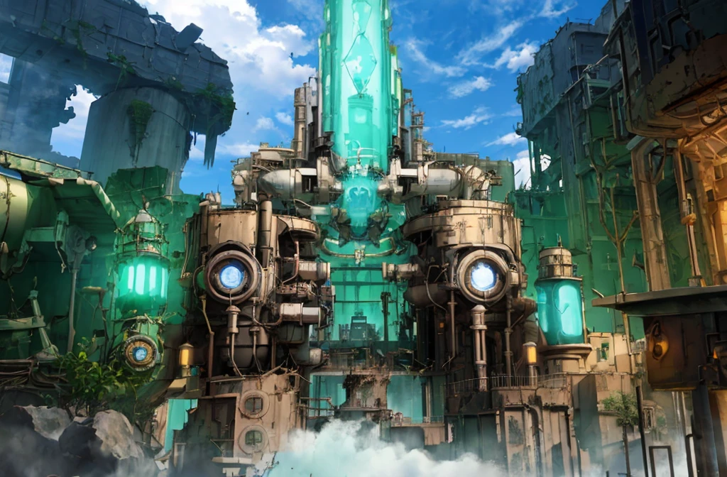 reactor core,grow,,ruins,Fantastic,Medieval European style,vapor,vapor機関,4K,8K,Highest quality