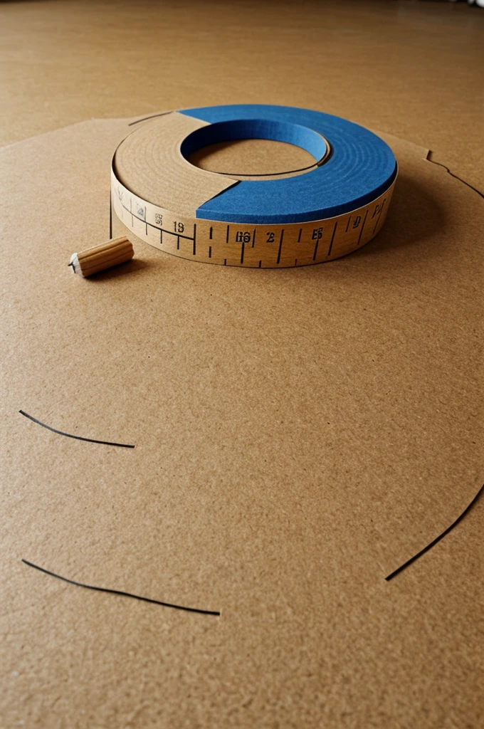 a cardboard circle with a ruler and a pencil