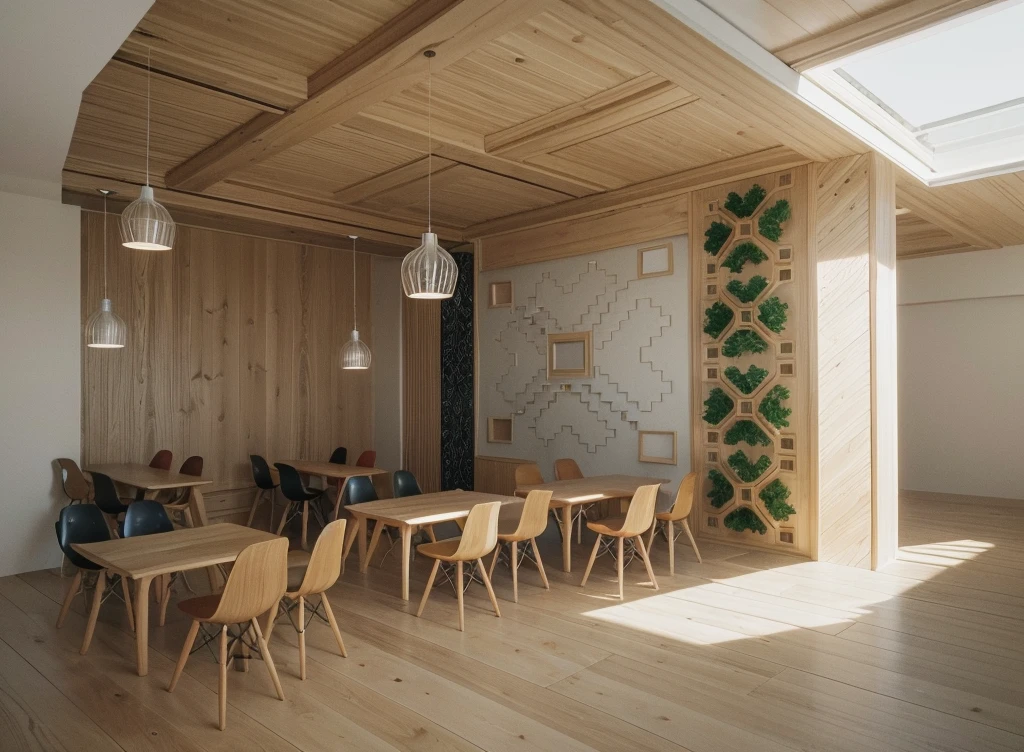 Iso perspective with close-up shots of the entire A modern house model, white walls, flat roof and wooden windows, surrounded by trees, Soft lighting, architectural design in detail, style of modern photography