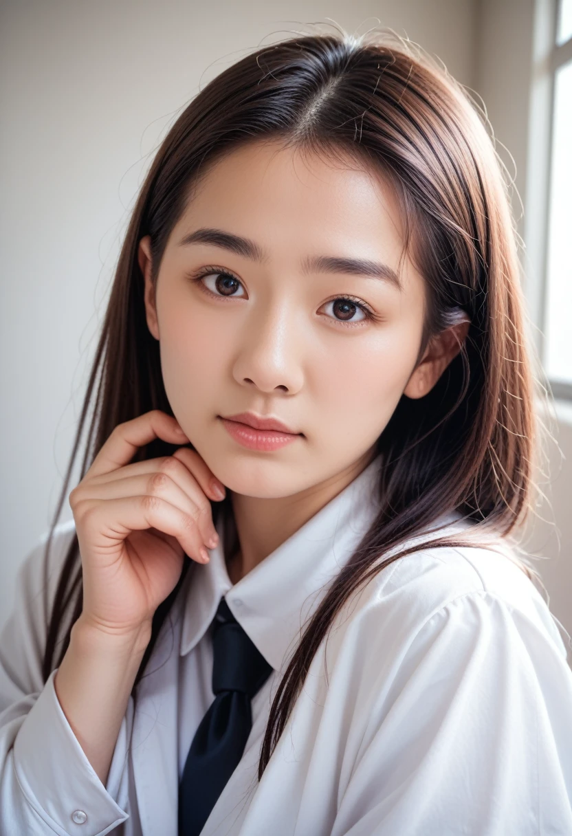 8k, raw photo, best quality, masterpiece, realistic, photo realistic, clear, professional lighting, beautiful face, best quality,ultra high res, realistic japanese beautiful, Super detailed, 1girl, hand focus