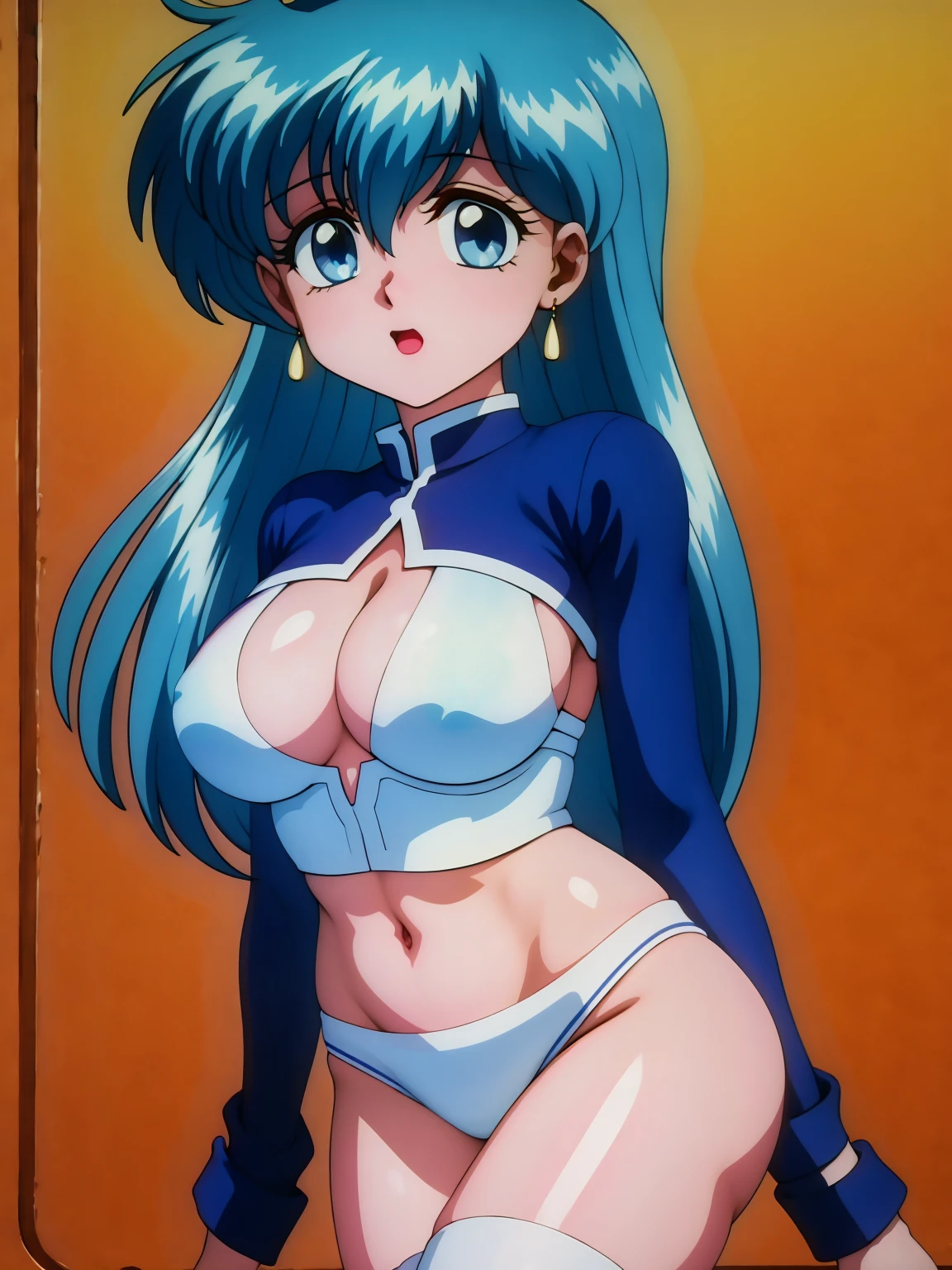 (masterpiece, Highest quality:1.2), Tiangong Gui, 1 girl, Lonely, Subtle blue hair color, White panties, Panty shot