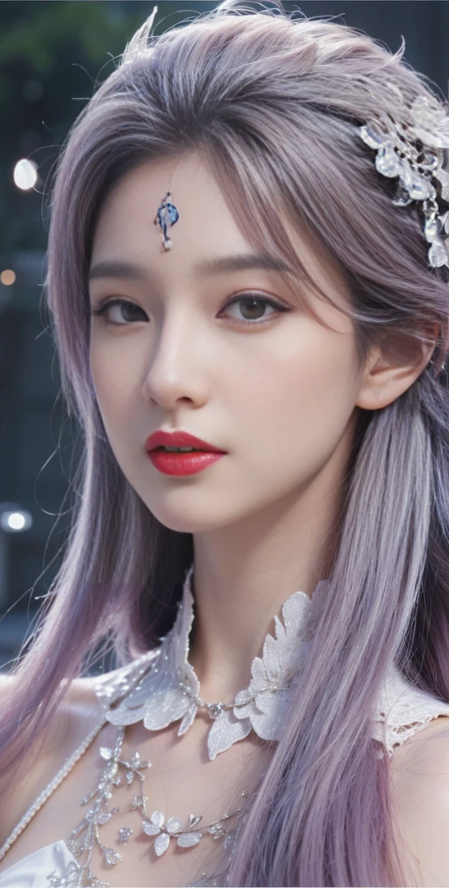 best quality, tmasterpiece,Ultra-high resolution,Clear face,(Reality:1.4),ferpect lighting,(upper body shot), (photorealistic:1.50), anime wallpaper, Guviz style artwork, cover-up fantasy up to magic , by Yang J, Guviz, beautiful artwork illustration, beautiful digital artwork, beautiful digital illustration, Li Song, beautiful anime portrait, art style in Beauvot, Lips wear thick red lipstick,