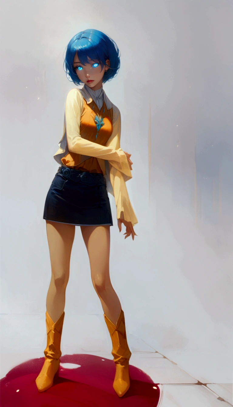 realistic anime illustrationof a beautiful woman with blue hair, extremely detailed eyes and face, long eyelashes, beautiful detailed lips, intricate digital painting, vibrant colors, cinematic lighting, ethereal, dreamlike, glowing, serene, elegant, REM