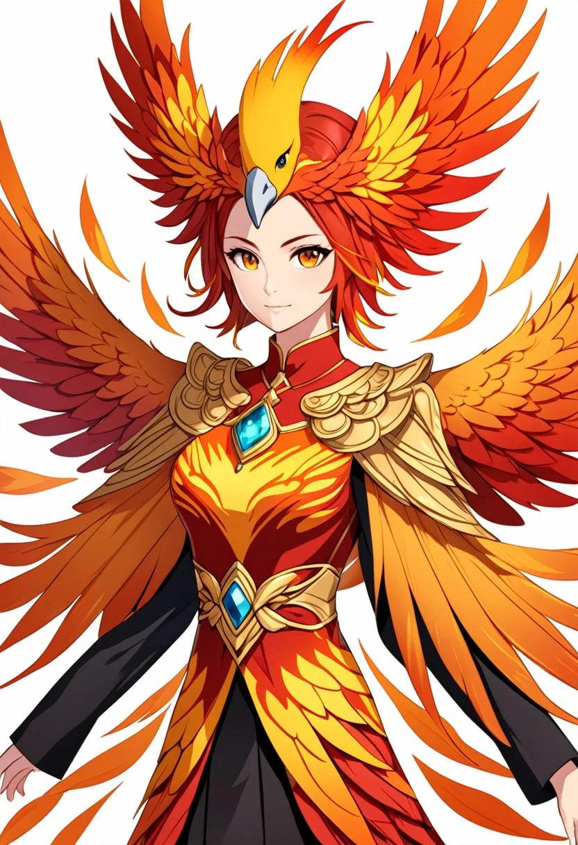 create an avatar image with clothes that represent a phoenix