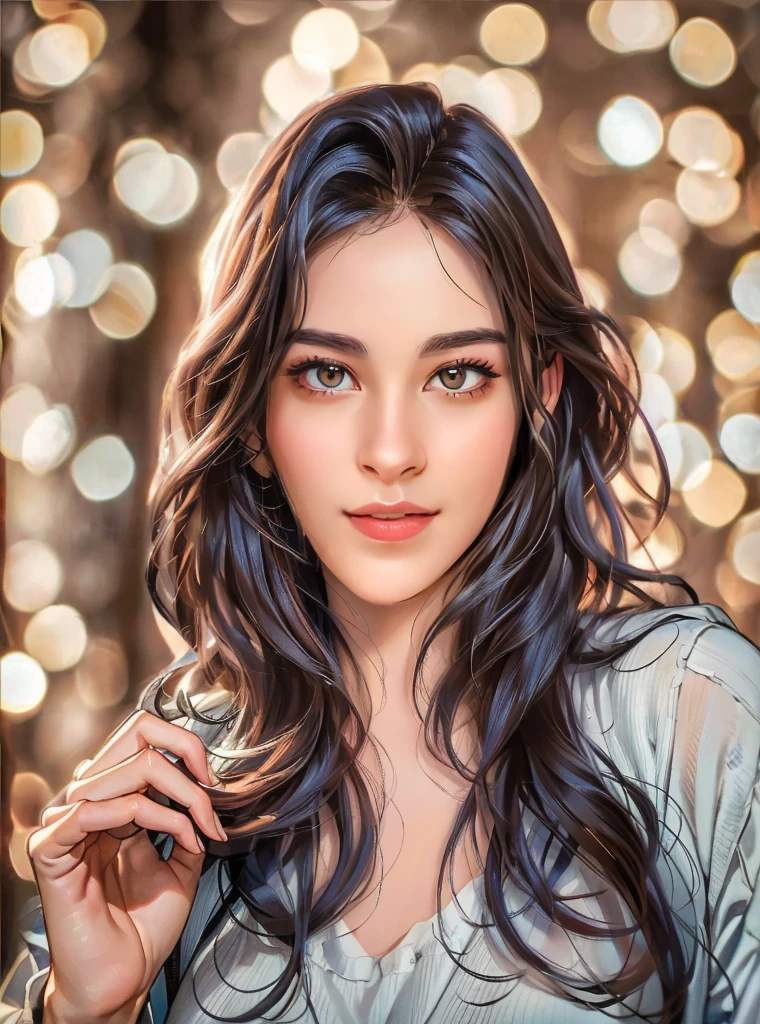 a close up of a woman with long hair and a ring, digital art picture, 8 k realistic digital art, detailed beautiful portrait, great digital art with details, realistic cute girl painting, in the art style of bowater, digital art portrait, realistic digital art 4 k, realistic digital art 4k, beautiful digital illustration, exquisite digital illustration, glossy digital painting