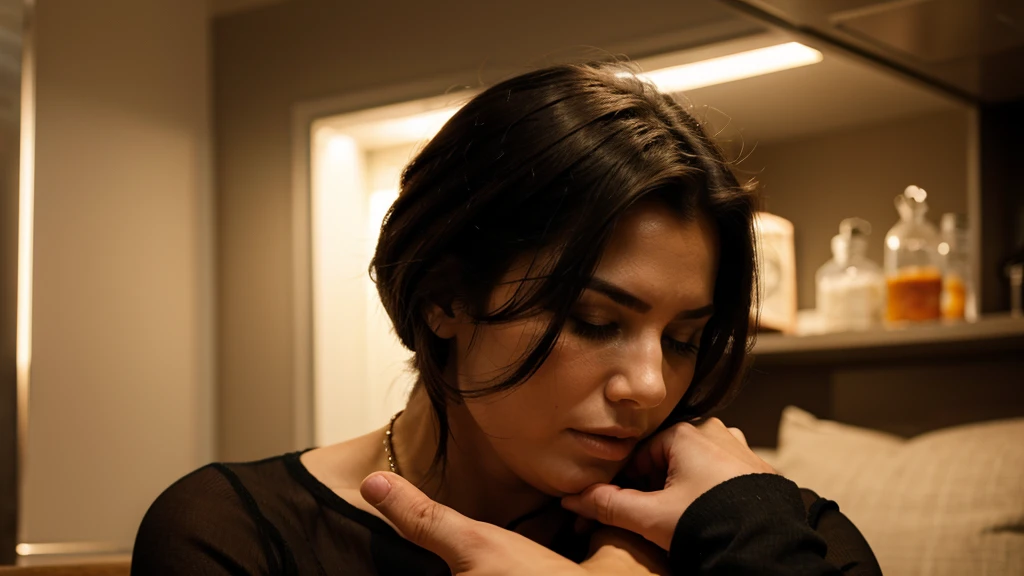 masculine hand strangling hot woman