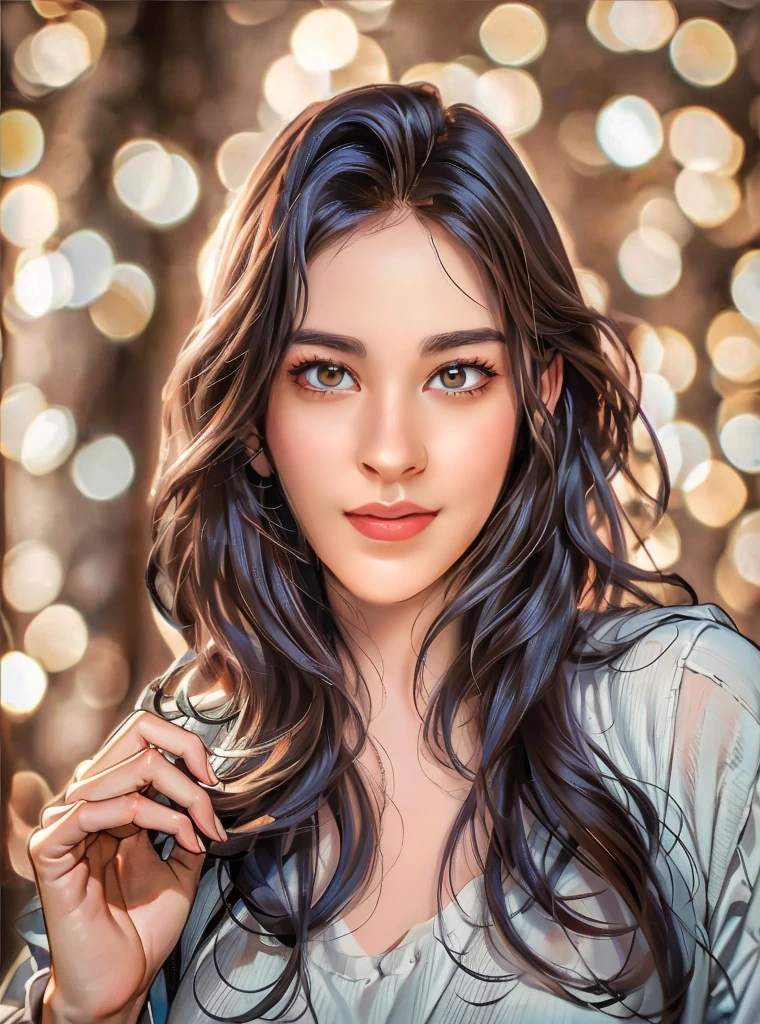 a close up of a woman with long hair and a ring, digital art picture, 8 k realistic digital art, detailed beautiful portrait, great digital art with details, realistic cute girl painting, in the art style of bowater, digital art portrait, realistic digital art 4 k, realistic digital art 4k, beautiful digital illustration, exquisite digital illustration, glossy digital painting