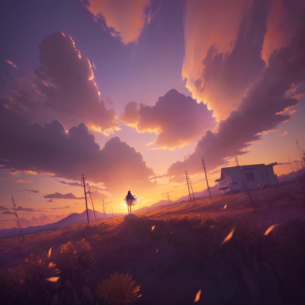 アニメ, a girl on horseback in a grassy field with a sunset in the background, makoto shinkai cyril rolando, Papel de parede de arte アニメ 4k, papel de parede de arte de アニメ 4k, papel de parede de arte de アニメ 8k, Papel de parede de アニメ 4K, linda cena de アニメ, Lindas obras de arte de アニメ, アニメ linda cena de paz, papel de parede de アニメ 4k, papel de parede de アニメ 4k