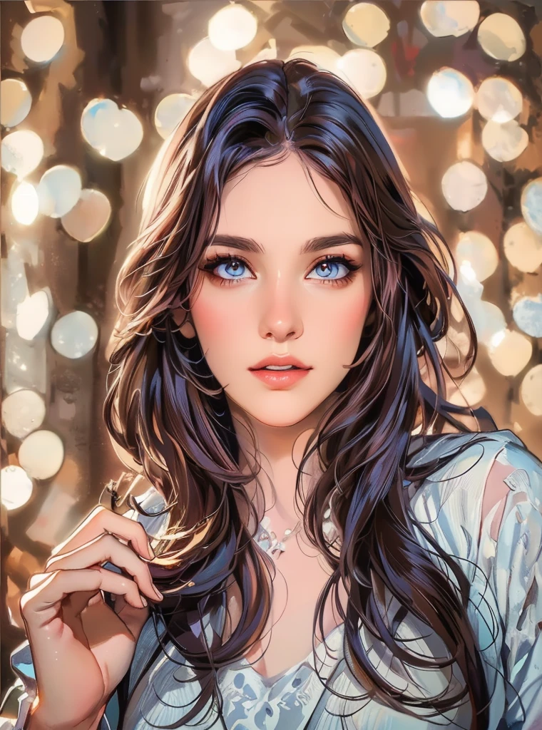 a close up of a woman with long hair and a ring, digital art picture, 8 k realistic digital art, detailed beautiful portrait, great digital art with details, realistic cute girl painting, in the art style of bowater, digital art portrait, realistic digital art 4 k, realistic digital art 4k, beautiful digital illustration, exquisite digital illustration, glossy digital painting