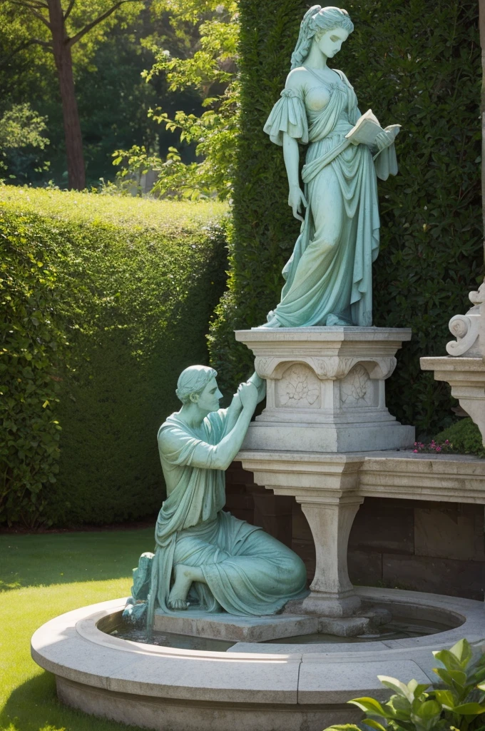 A statue in the garden 