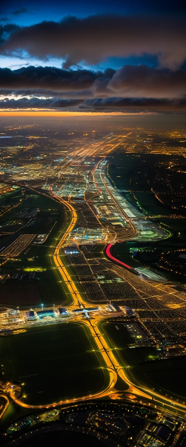 (Highest quality),(masterpiece:1.2),(Very detailed:1.2),Ultra-high resolution,RAW color photos,8K,Vast landscape photography,Realistic photos,Elaborate photos,View from an airplane window,Written boundary depth,Sharp focus,In the clouds,London,Heathrow Airport,Night view,Beautiful colors,Written boundary depth,Wide Light,Low contrast,Backlight,Sharp focus,Vibrant colors,moving composition