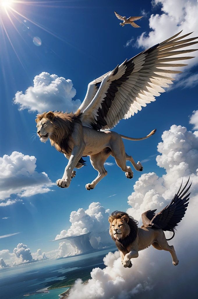 Create a flying winged lion