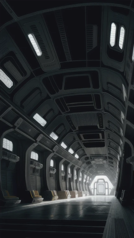 Interior of a large realistic alien ship