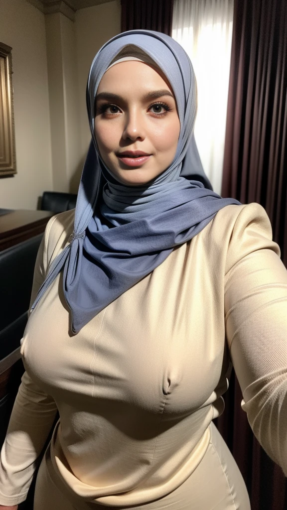 (best quality,4k,8k,highres,masterpiece:1.2),ultra-detailed,(realistic,photorealistic,7), portraits, beautiful hijabis milf completely nude, busty white skin, perfect body, hourglass figure, selfie, detailed face, mesmerizing eyes, luscious lips, long eyelashes, sexy, stylish hijab, natural lighting, vibrant colors, huge breasts, curvy body 