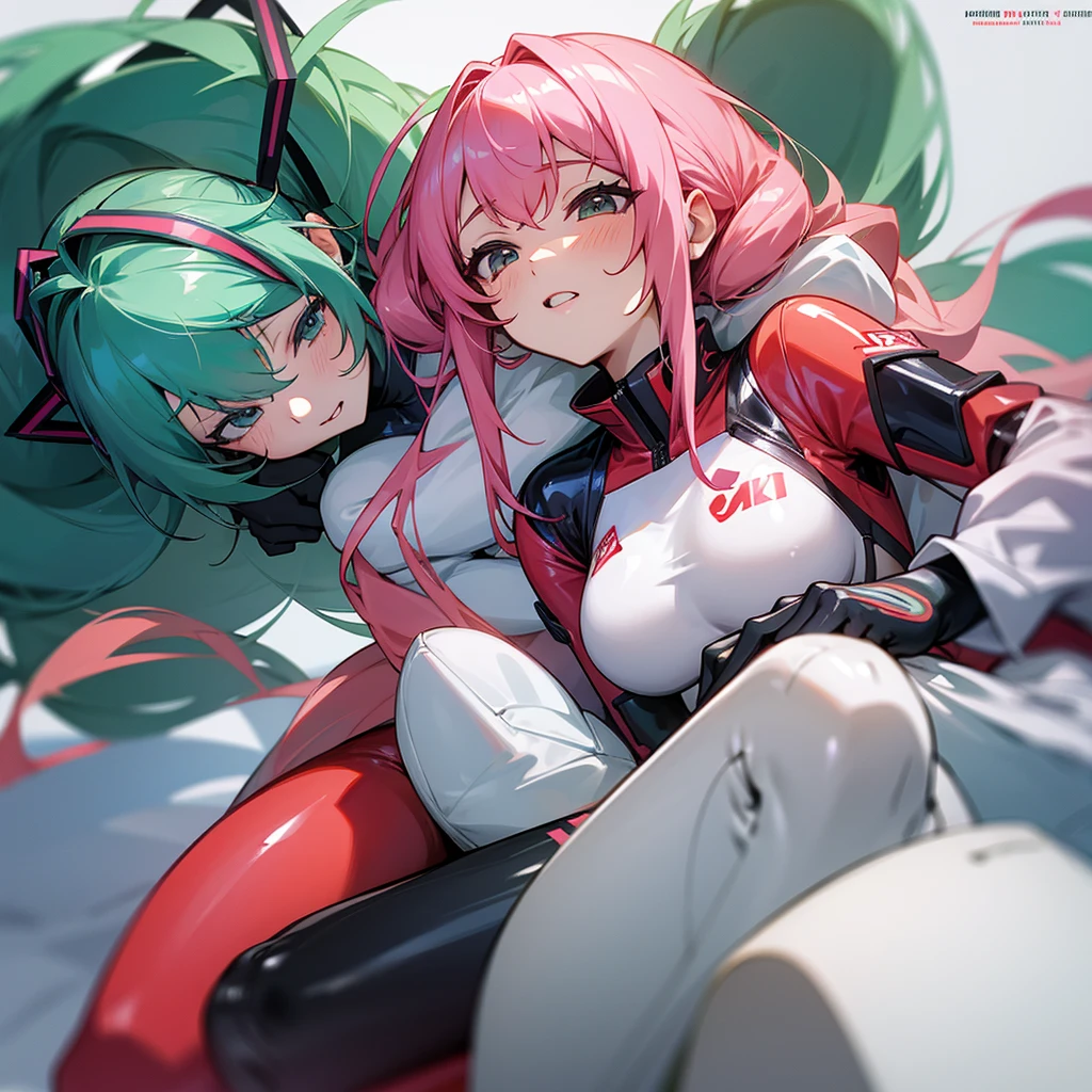 You have miku nakano next to itsuki nakano in latex suit drooling 