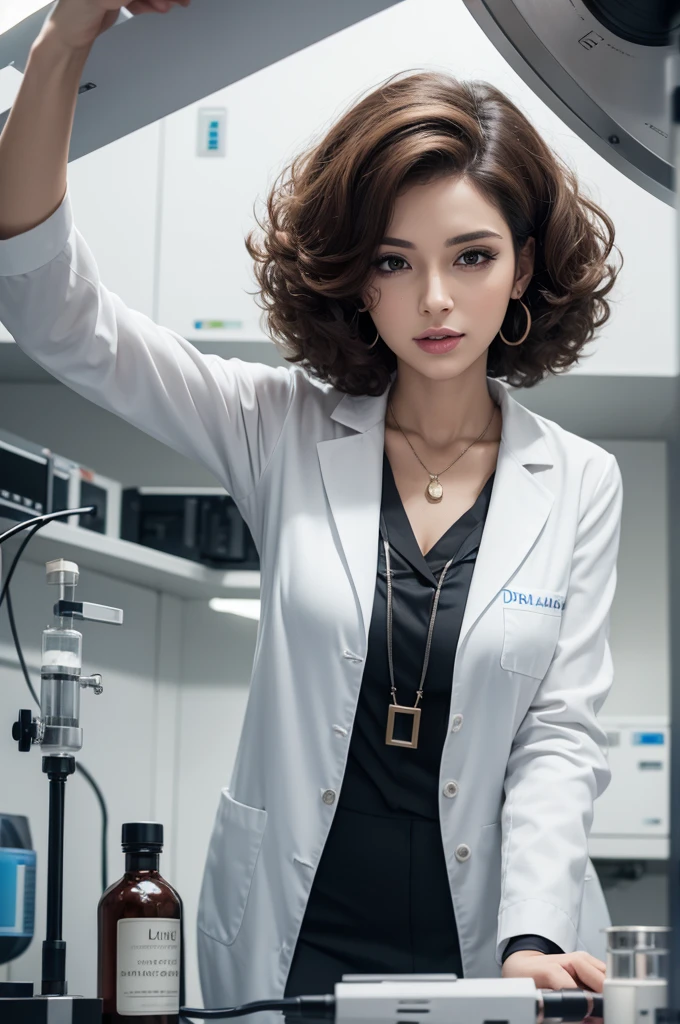 Make a woman named Dra. Evelyn in a laboratory