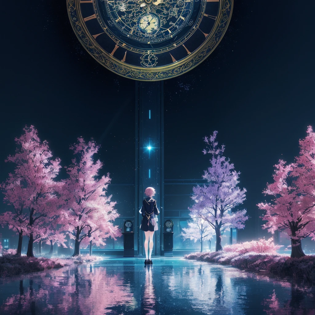 a woman standing in a room with a clock and trees, 4K anime art wallpaper, 4k anime art wallpaper, 8K anime art wallpaper, melhor anime wallpaper 4k konachan, cute anime dinner, anime background art, anime wallpaper 4k, anime wallpaper 4k, dreamy psychedelic anime, anime cute peace dinner, anime wallpaper 4k