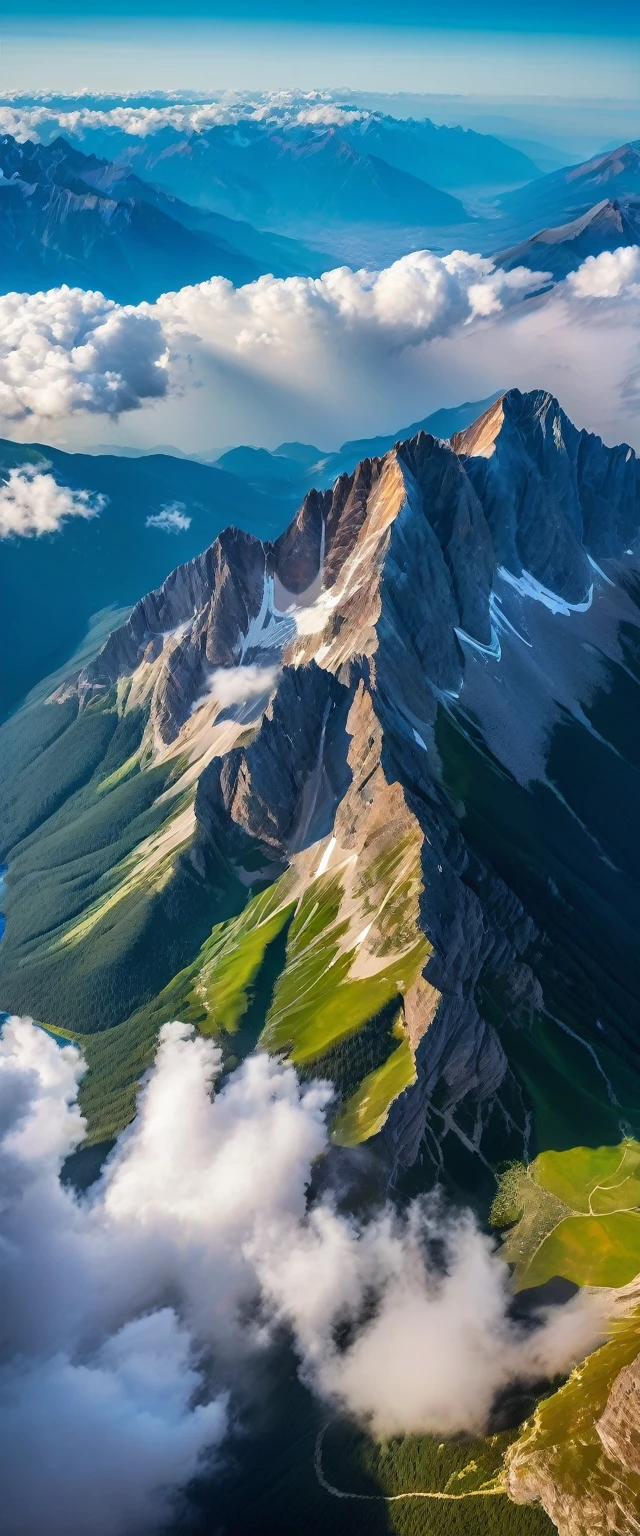 (Highest quality),(masterpiece:1.2),(Very detailed:1.2),Ultra-high resolution,RAW color photos,8K,Vast landscape photography,Realistic photos,Elaborate photos,Skydiving viewpoint,Written boundary depth,Sharp focus,In the clouds,Rocky Mountains,Asahi,Beautiful colors,Written boundary depth,Wide Light,Low contrast,Backlight,Sharp focus,Vibrant colors,moving composition