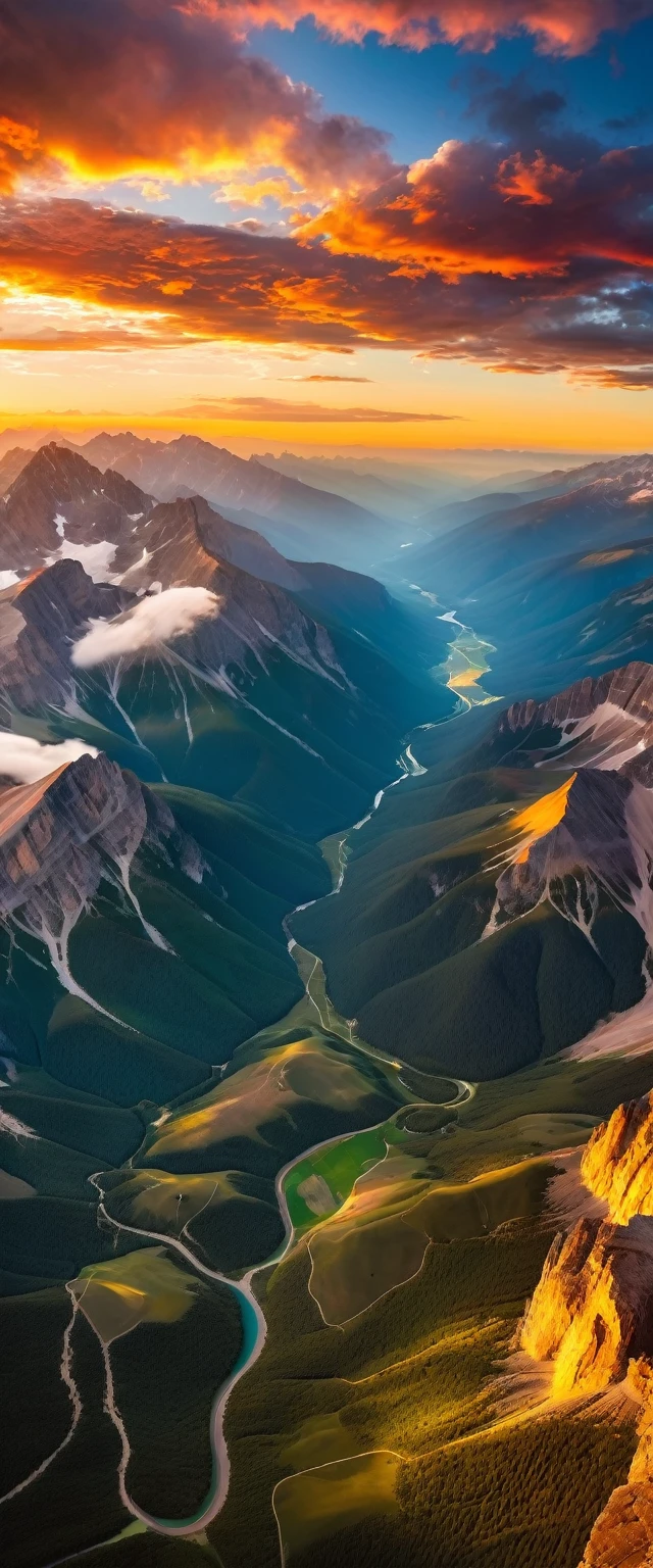 (Highest quality),(masterpiece:1.2),(Very detailed:1.2),Ultra-high resolution,RAW color photos,8K,Vast landscape photography,Realistic photos,Elaborate photos,Skydiving viewpoint,Written boundary depth,Sharp focus,In the clouds,Rocky Mountains,Sunset,Beautiful colors,Written boundary depth,Wide Light,Low contrast,Backlight,Sharp focus,Vibrant colors,moving composition