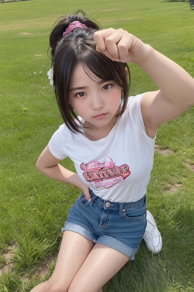 1 Female,((One girl)),(()), (cowboy shot),(from the front:1.8),squat,Hug your feet, (On the grass:1.3),10th Generation, Very young,Innocent beautiful girl, Idol's face, Delicate girl, (sneakers),(school uniform:1.5),(White shirt:1), (Red tie:1), (blazer:1),(cardigan:1), (Checkered Skirt:1.3),garden,(white lace panties are visible:1.3), (satin fabric panties:1), (white lace panties:1.1), (Lift up your shirt:1.2),Large Breasts,masterpiece, Highest quality, 8K,(beautiful skin:1),Detailed face,Smooth bristles, Glowing black eyes,Sparkling eyes,Childish,RAW Photos,Expressionless, (Small eyes and face:1.0,Accurate body、((bare breasts))、((show off nipple))、(Long brown hair)