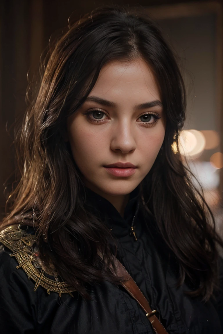 1 girl, Cossack, innocent, realistic, 20 years, Darling, mysterious portrait, dark hair, expressive brown eyes, Long eyelashes, plump lips masterpiece, top quality, super detail, detailed light, detailed shadows, RAW, (Detailed skin), (real: 1.2)