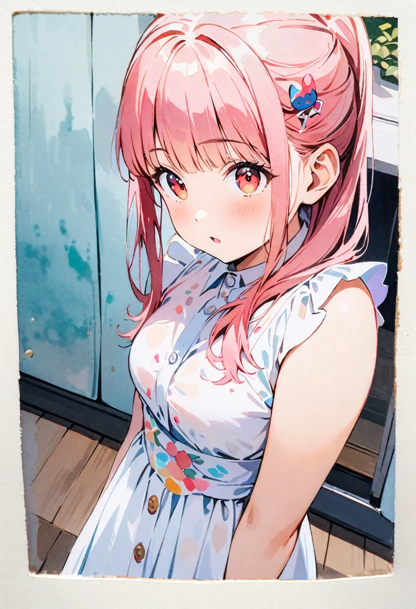 (8K, best quality, masterpiece)，watercolor (medium), 1girl, {Practical, original photo, Ultra-fine transparent, image, (Influenced by Yoshitaka Amano&#39;s style:1.6)}, Practical Light, Delicate skin, (Beautiful slim woman, 25 years old, Court Knight:1.5), Thin legs, Fine particles, Long white hair, Detailed fingers, Thin, Ecstasy expression, Dynamic and sexy pose, (Huge breasts:1.4), (Long skirt, Long red cape, boots:1.2),(Arcadia, Flower Storm, Many flowers:1.8), Unobscured，Beautiful scenery, (Flowers, Wind and Moon:1.5).