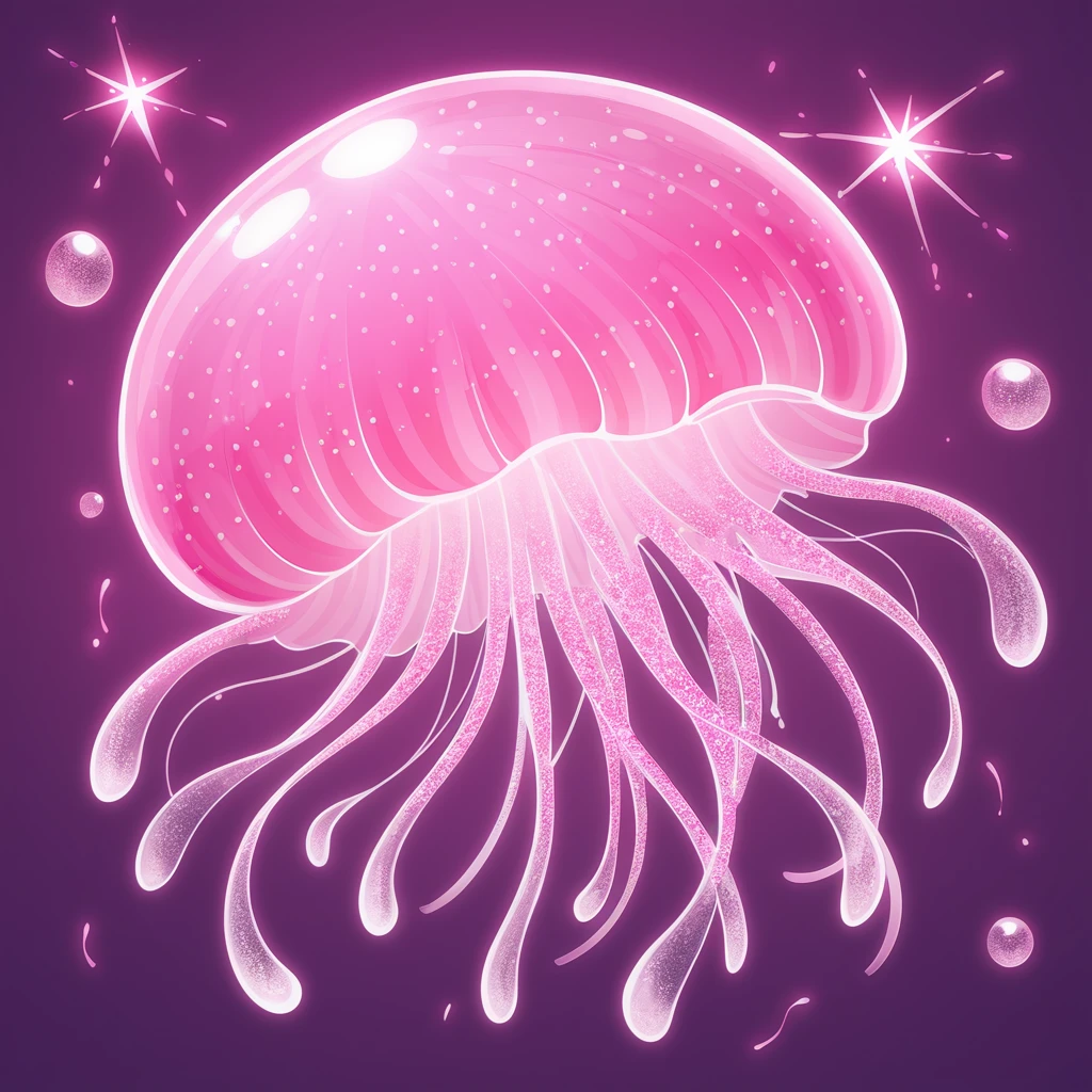 pink sparkles in jellyfish art style