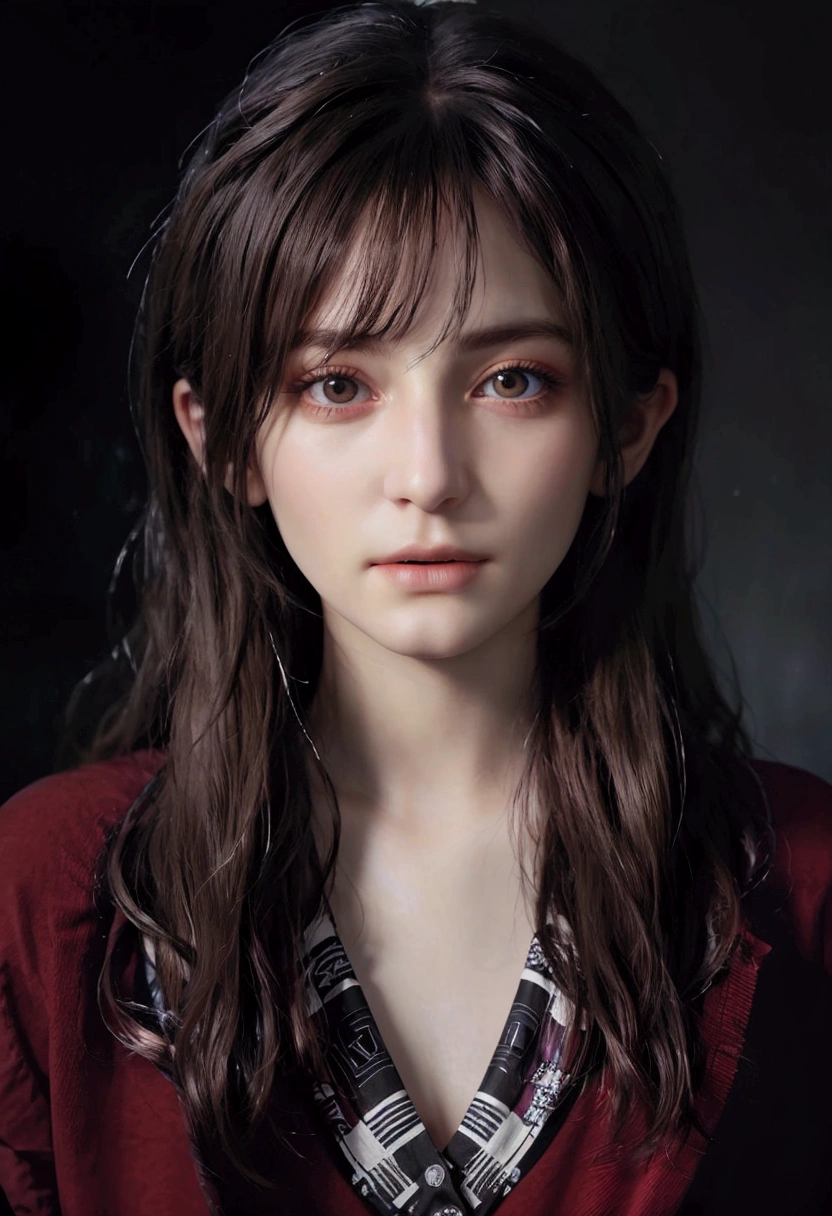 (front focus), (in the dark:1.6), Hyperrealist portrait of female by david hockney and alphonse mucha, fantasy art, photo realistic, dynamic lighting, artstation, poster, volumetric lighting, very detailed faces, 4 k, award winning, 1girl, in the dark, deep shadow, low key, cowboy shot, (official clothing:1.4), long hair, white hair