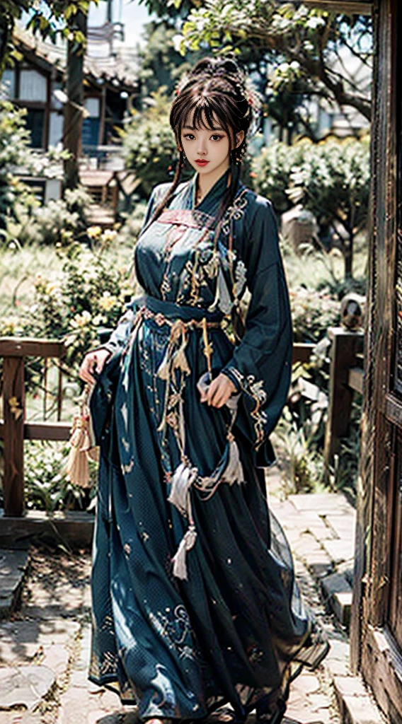 20-year-old goddess,ancient wind_Gufeng sexy Hanfu,perfect bodies,Plump breasts,Expose long legs,offcial art,Extremely detailed,Background alpine clouds,Immortal air drifting