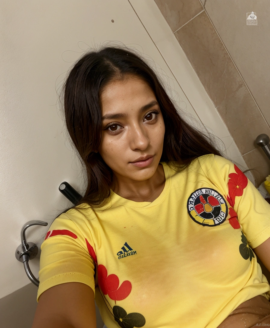 Arafed woman in a yellow shirt taking a selfie, Colombian, Colombia, 🇺🇦, fernanda suarez, 🔞🤡, 18 years, peruvian look, real locomotive, 8k)), Julia Fuentes, 🚿🗝📝, 3 0 year old woman, 30 year old woman, adriana dxim, 4k post