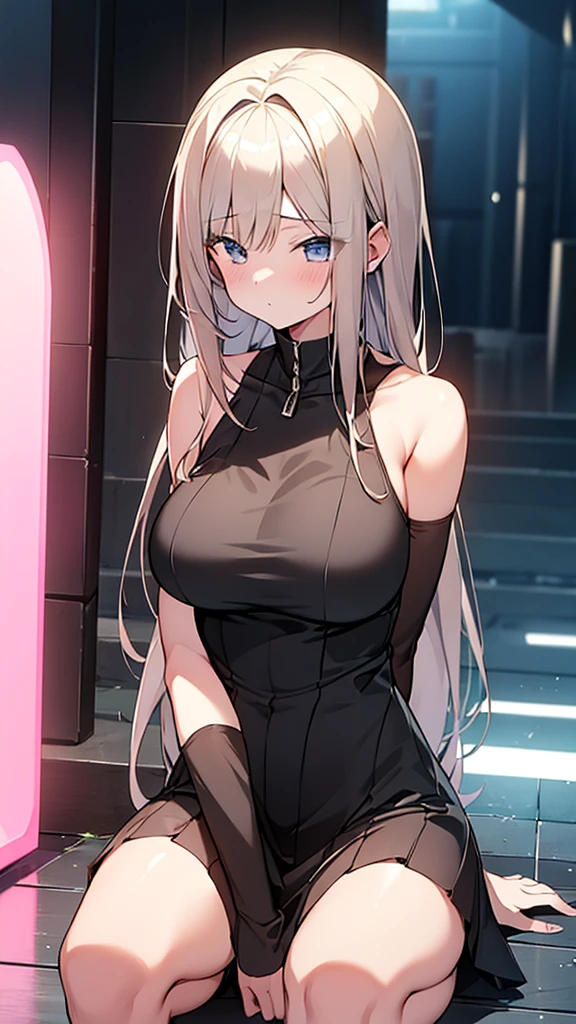 One girl, 18-year-old, Mix 4, (32k, RAW Photos, Highest quality, masterpiece:1.2), (Anime-like, photoAnime-like:1.37), cute, night, rain, Humidity, Professional Lighting, Photon Mapping, Radio City, Physically Based Rendering, Super Resolution, (Big Breasts:1.2), {{An escaped biological weapon that preyed on a girl and took her place}}, The bones of a girl he had preyed on were lying at his feet., NSFW
